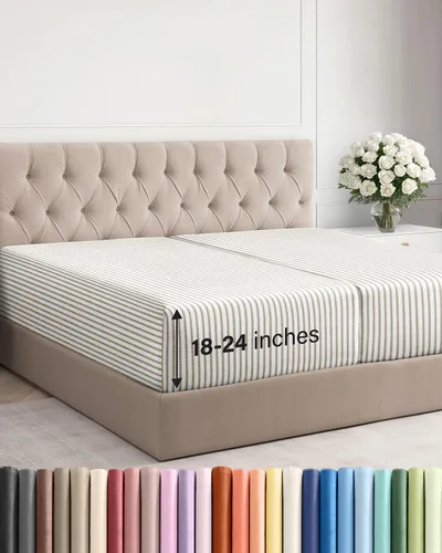 Vista 182 de Sábana bajera ajustable extra profunda Twin XL – Sábana bajera individual de lujo de hotel solamente – Se adapta fácilmente a colchones de 18 a 24