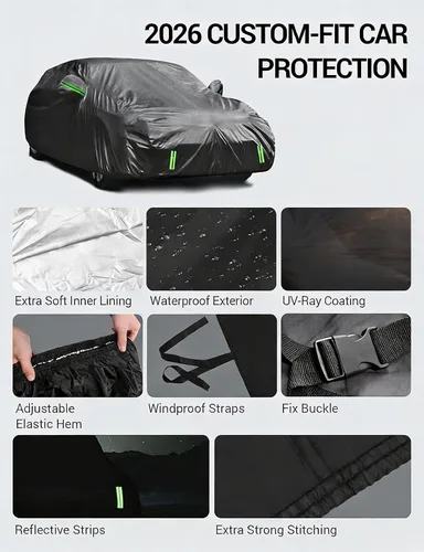 Vista 8 de Proadsy - Funda para auto de 6 capas compatible con Nissan Altima 1998-2024 2025 2026, a prueba de viento, para todo tipo de clima, impermeable