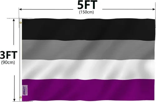 Vista 7 de Anley Fly Breeze - Bandera del orgullo asexual de 3 x 5 pies, color vivo y a prueba de decoloración, cabecera de lona y doble costura, bandera