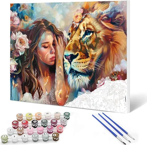 Vista 52 de Paquete de 6 pinturas por números para mujeres sudafricanas para adultos, principiantes, músicos negros, kits de pintura al óleo sobre lienzo