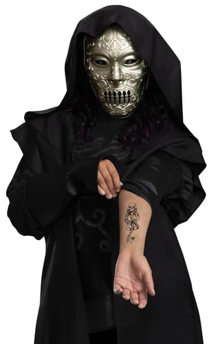 Vista 3 de Disguise Harry Potter Death Eater Tatto, accesorio oficial de disfraz del mundo mágico, tatuaje temporal activado por agua