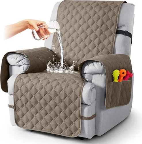 Vista 17 de TAOCOCO Fundas reclinables 100% impermeables, con correas para las piernas, funda de sofá reclinable reversible para silla reclinable, protector