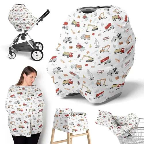 Vista 7 de Sweet Jojo Designs Funda de asiento de coche de bebé para lactancia, lactancia, silla alta, carrito de compras, cochecito, toldo para asiento