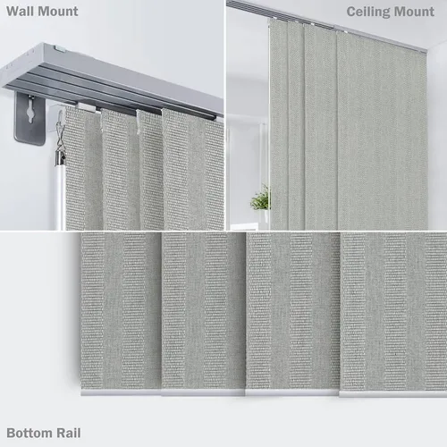 Vista 5 de GoDear Design Persianas Verticales Deslizantes Ajustables para Puertas Corredizas de Vidrio 45.8"- 86" W x 96" H, Persianas de Riel de Panel Abedul