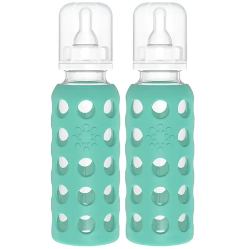 Vista 17 de Lifefactory Biberón de vidrio sin BPA Funda protectora de silicona Paquete de 2 de 4 onzas melón, plátano