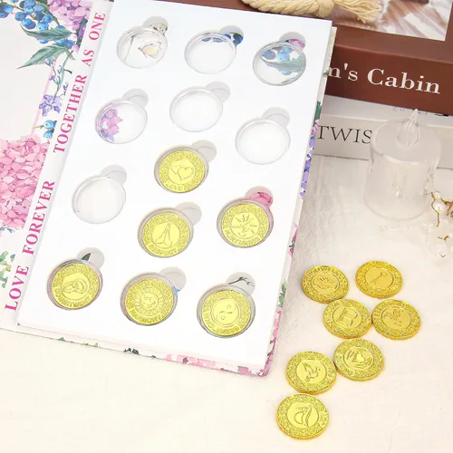 Vista 7 de TINGKU Juego de monedas de oro para boda Arras de Boda, accesorios para ceremonia de boda, moneda Arrhae con caja de colección de libros - Inglés