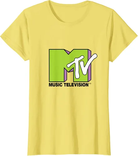 Vista 73 de Camiseta de tratamiento de relleno con logotipo MTV verde lima y morado, Negro, S Azul Marino