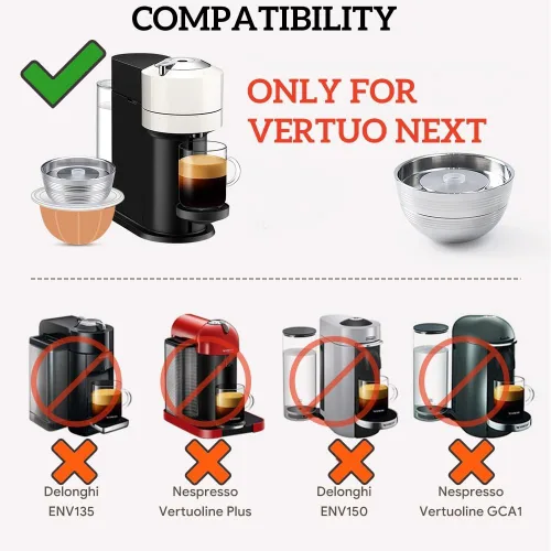 Vista 2 de Cápsula de café reutilizable de acero inoxidable solo para máquina de café Vertuo Next, cápsula de café reutilizable de metal debe usarse