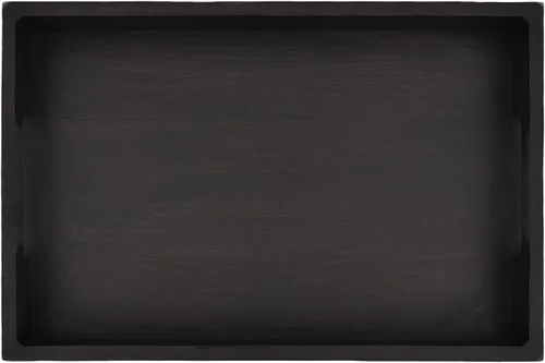 Vista 3 de EDHAS Bandeja rectangular de madera de acacia negra para desayuno, cena, bebidas, cocina, comedor, sala de estar, baño con asa