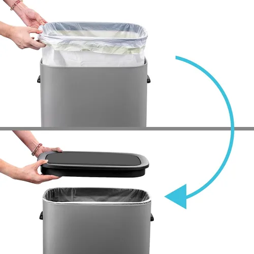 Vista 5 de Fashionwu Basurero de cocina de 55 litros/14.5 galones, bote de basura automático con sensor de movimiento y sin tacto, diseño silencioso
