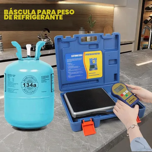 Vista 6 de BACOENG Báscula electrónica digital de carga de refrigerante de 220 libras para recuperación de freón HVAC AUTO AC con apagado automático, luz