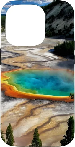 Vista 17 de Funda de vacaciones de verano para iPhone 16 Yellowstone National Park Rainbow geysers