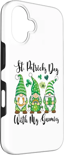 Vista 3 de iPhone 16 St Patricks Day Tee Shamrock Shirt Three Gnomies St Patricks Case