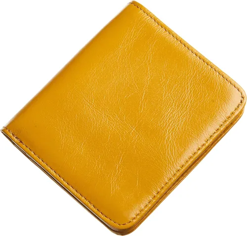 Vista 4 de Gostwo - Cartera compacta de piel genuina de lujo para mujer con bloqueo de RFID y ventana de identificación