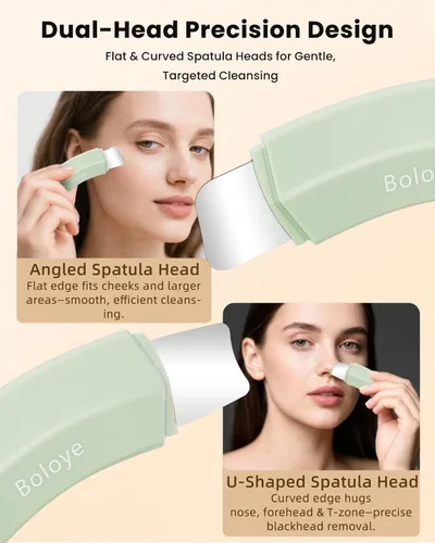Vista 5 de Boloye Herramienta Eliminadora de Puntos Negros – Rascador Facial de Doble Cabezal y Limpiador de Poros para Limpieza Facial Profunda, Rascador
