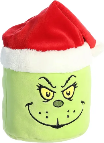 Vista 2 de Aurora Whimsical Dr. Seuss Santa Grinch Mallows - Peluche con licencia oficial para juegos imaginativos, perfecto para niños y adultos, color verde