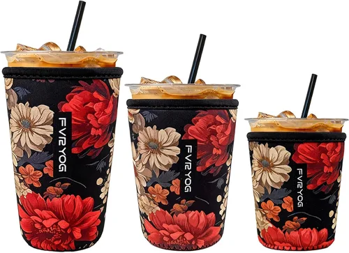 Vista 65 de Fundas de neopreno reutilizables aisladas para café helado, fundas para tazas de café helado, fundas para bebidas heladas y calientes