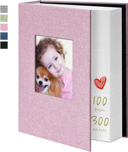 Vista 13 de Álbum de fotos de 4 x 6 pulgadas, 52 bolsillos, con cubierta de lino, álbumes de fotos para familia, boda, bebé, libro de fotos con capacidad