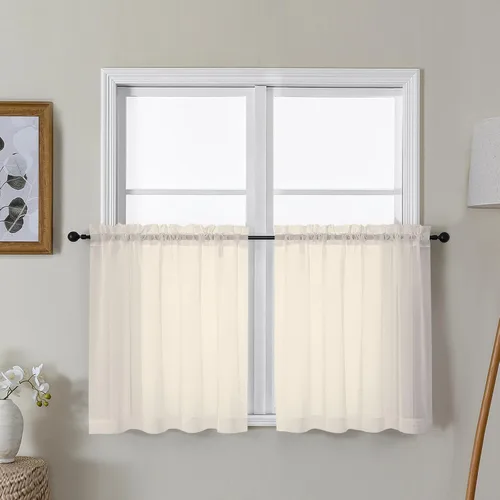 Vista 222 de Gwine Cortinas transparentes negras de 108 pulgadas de largo Negro
