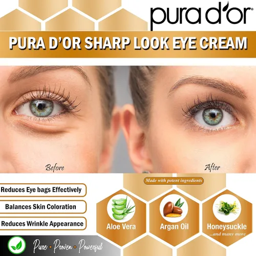 Vista 4 de PURA D’OR Sharp Look Eye Cream - Crema para ojos que realza la juventud para un levantamiento firme y una apariencia menor de arrugas y líneas