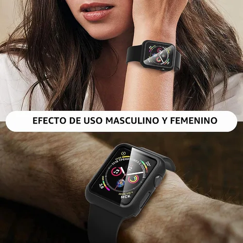 Vista 8 de Diruite Juego de 2 fundas para Apple Watch Series 3/2/1 de 38mm, protector de pantalla de vidrio templado ultradelgado de todo alrededor para iWatch