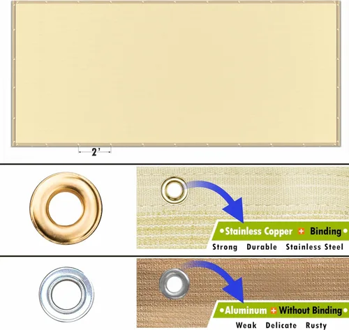 Vista 4 de ColourTree - Toldo de sustitución para pérgola de 8 x 12 pies, color beige, con protección UPF50 y de grado comercial - Tela de 260 GSM para patio