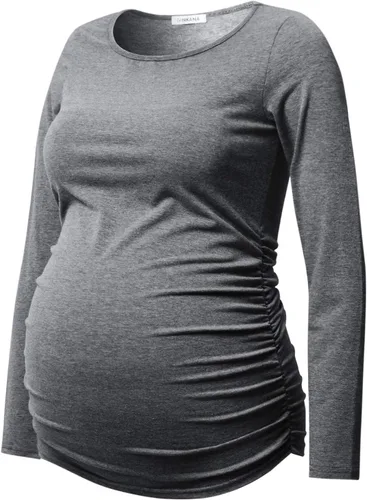 Vista 23 de GINKANA Camiseta de béisbol para mujer, cuello redondo, manga raglán floral, camiseta superior de maternidad, blusa para embarazo Esqueleto A-glow
