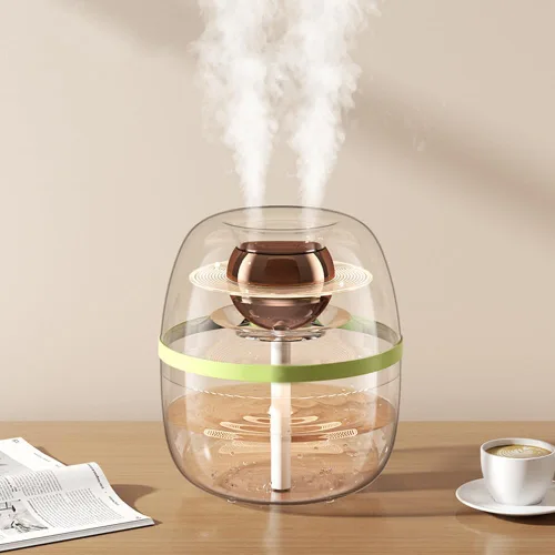 Vista 6 de Humidificador, humidificador de escritorio silencioso de niebla fría USB de 3 litros con luz nocturna y boquilla doble giratoria de 360° de 20 horas