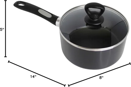 Vista 10 de Mirro A7972484 Get A Grip - Cacerola antiadherente de aluminio de 3 cuartos con tapa de vidrio, utensilios de cocina, color negro
