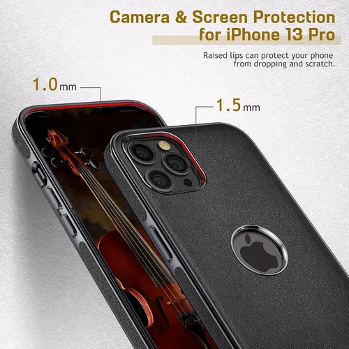 Vista 6 de LOHASIC Funda de cuero para iPhone 13 Pro, delgada de lujo para hombres y mujeres de negocios, funda de PU suave antideslizante a prueba de golpes