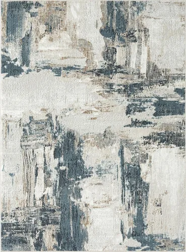 Vista 7 de LUXE WEAVERS - Alfombra abstracta desgastada azul 5x7, alfombra sin desprendimientos