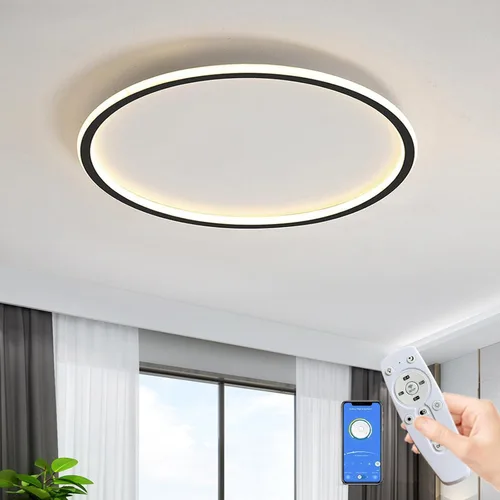 Vista 10 de Moderna lámpara LED de techo, regulable, montaje empotrado, color Blanco