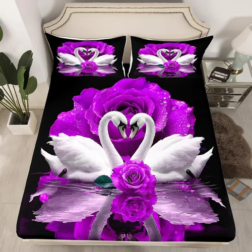 Vista 10 de Erosebridal Juego de sábanas bajeras de rosas rojas y leopardo, tamaño individual, diseño de animales africanos salvajes, diseño de plantas