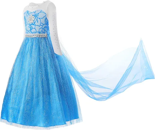 Vista 2 de Uhdear Vestido de fiesta de nieve disfraz de princesa disfraz de cosplay con accesorios