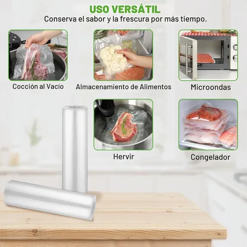 Vista 4 de NutriChef Bolsas selladoras al vacío de 11 x 50 rollos, paquete de 2 unidades para guardar alimentos, sellar una comida, NutriChef, Weston. Grado