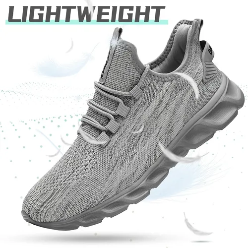 Vista 4 de QIJGS Zapatos deportivos de correr para hombre, para gimnasio, tenis, atléticos, de malla, ligeros, deportivos, a la moda, para entrenamiento
