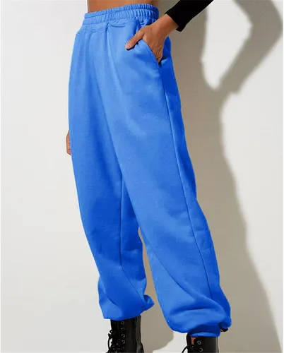 Vista 5 de Pantalones deportivos holgados para mujeres altas de cintura alta con bolsillos, cómodos pantalones de correr de cintura alta, holgados
