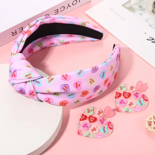 Vista 59 de YAHPERN Diadema para el día de San Valentín para mujer, colorida diadema de algodón con estampado de corazón de conversación XOXO Love, diadema