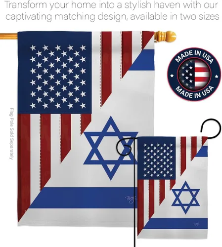 Vista 4 de Bandera estadounidense Israelí Bandera de Israel, 2 piezas de pancartas de pared para habitación, patio, césped, jardín, tapiz interior al aire