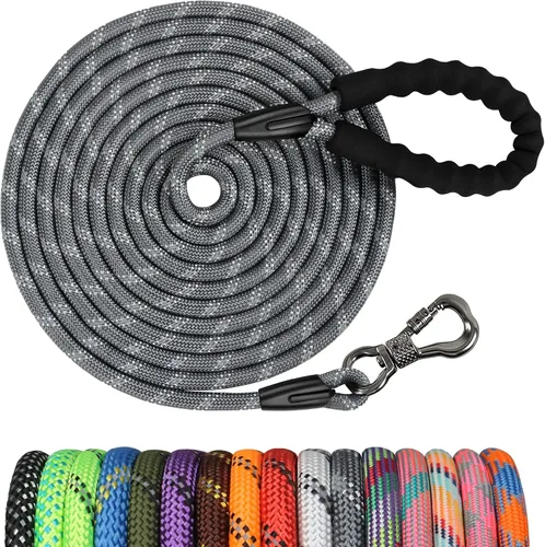 Vista 22 de NTR Correa de perro de 3 pies resistente, Correas de perro de cuerda verde con gancho giratorio y con candado y mango acolchado cómodo, Correa