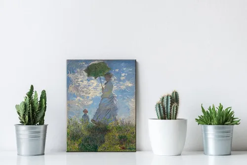 Vista 3 de Wieco Art Mujer con un parasol Madame Monet y su hijo Impresiones en lienzo Arte de pared de Claude Monet famosas pinturas al óleo clásicas