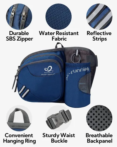 Vista 5 de Waterfly - Cangurera de senderismo con soporte para botella de agua para hombres y mujeres, para correr y pasear al perro, para iPhone 8 Plus