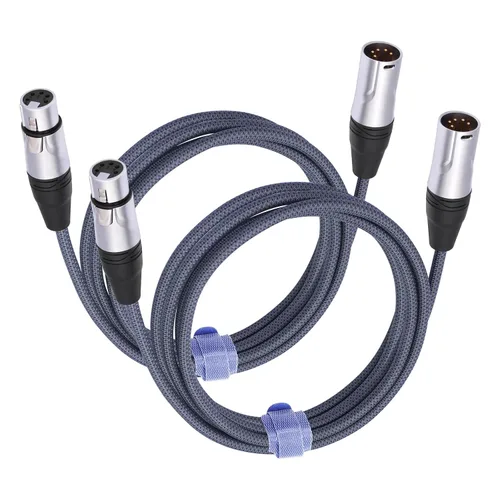 Vista 10 de Cable XLR macho a hembra DMX512 de 1 pie, 5 pines macho a hembra DMX512, DMX-512 XLR de 5 pines macho a hembra, paquete de 2