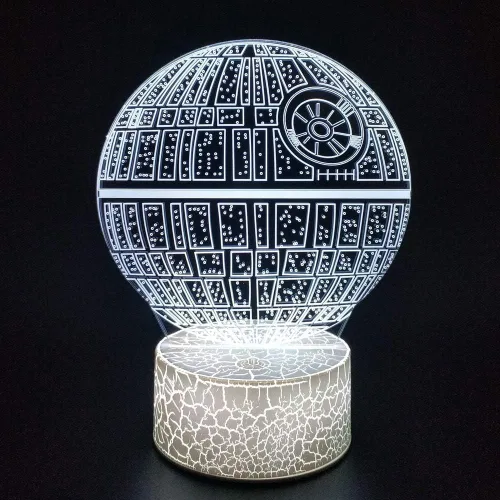 Vista 3 de Lámpara de noche con ilusión óptica 3D, lámpara de escritorio LED creativa con control táctil y control remoto, 16 colores atenuables, cambio USB