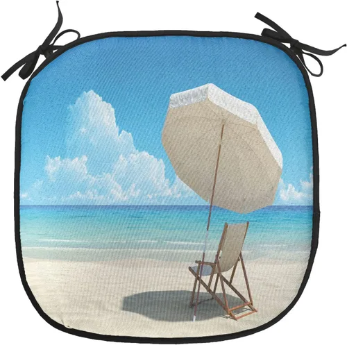 Vista 182 de Lunarable Cojín para silla costera, diván del desierto, descanso solitario, vacaciones, tropical, resort playa, ocio, asiento acolchado para cocina