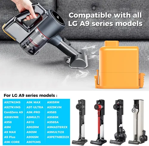 Vista 3 de Reemplazo de batería de iones de litio de 25.55V 2600mAh para LG Cord Zero A9
