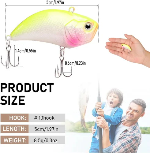 Vista 5 de Kit de señuelos de pesca con caja organizadora, mezclado, incluye minnow Popper Crank VIB cebos para lápices con ganchos para agua salada y agua