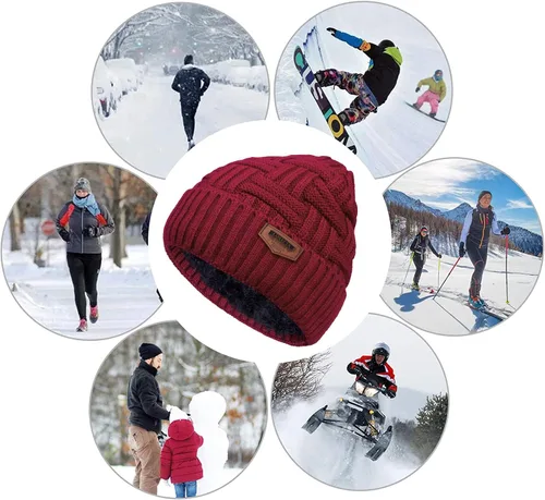 Vista 24 de Loritta Gorro de invierno cálido de punto grueso y holgado para hombre