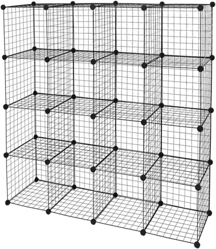 Vista 10 de Estante de almacenamiento de rejilla de metal, estante de almacenamiento apilable de rejilla de metal, tamaño de rejilla modular de 14 x 14