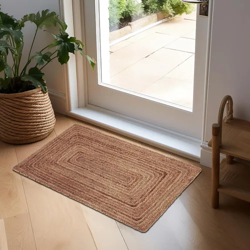 Vista 7 de COTTON CRAFT Alfombra de yute trenzada 100 % yute para puerta, alfombra pequeña tejida neutra reversible para entrada, cocina, sala de estar